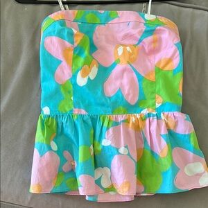 Lilly Pulitzer Floral Top in Pink, Green, and Blue